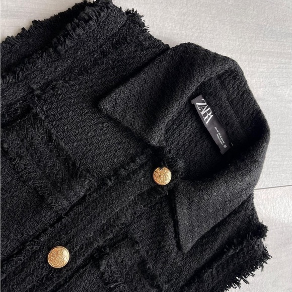 Zara Black Textured Vest with Gold Buttons - Picture 2 of 5